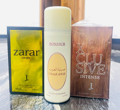 "Fragrance Trio: Zarar, Bonjour, Xclusive"
