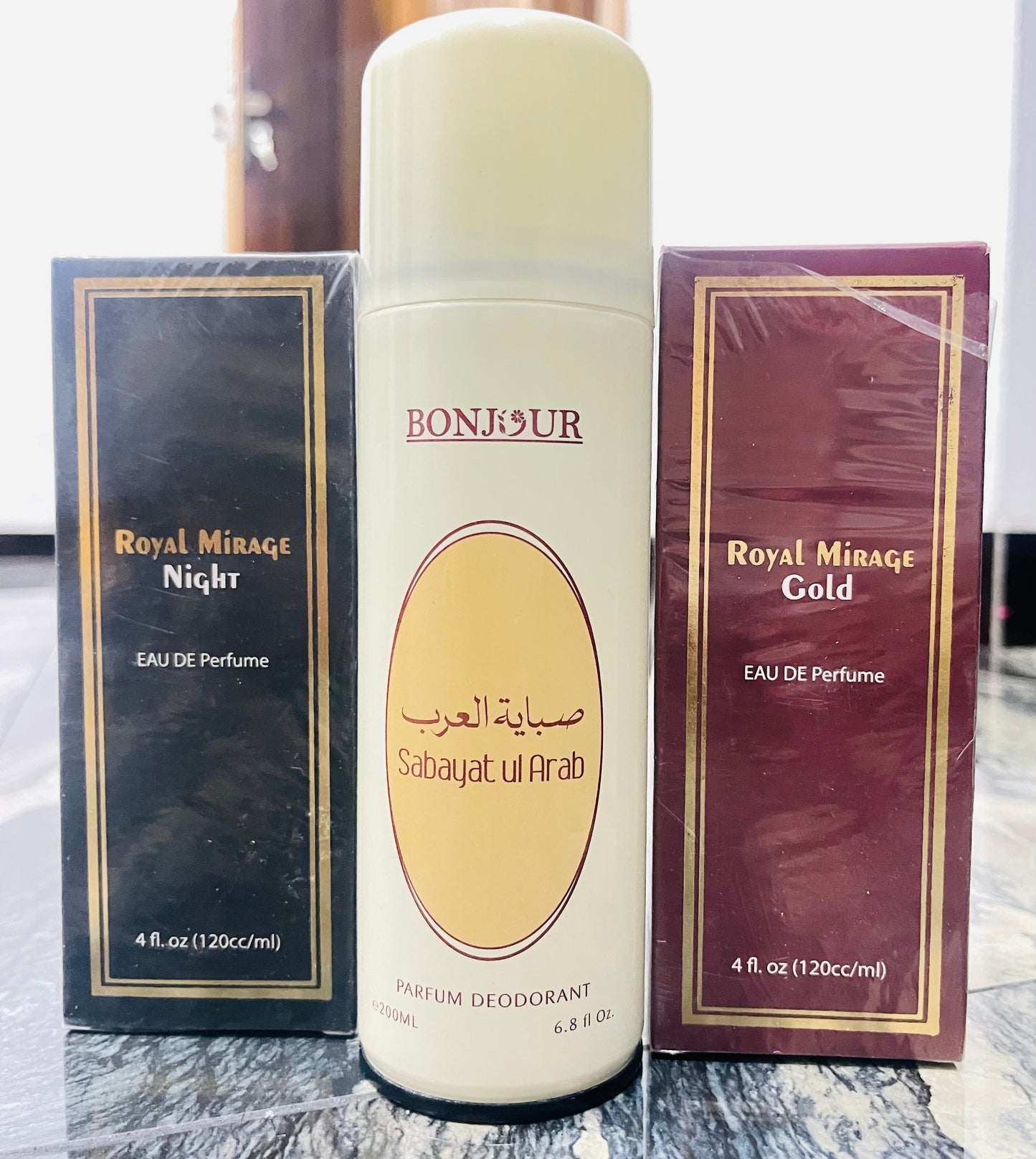 "Fragrance Trio: Royal Mirage & Bonjour Delights"